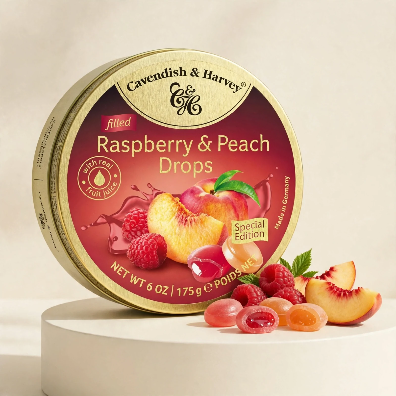 CavenDish & Harvey Raspberry & Peach Drops 175g - Image 2