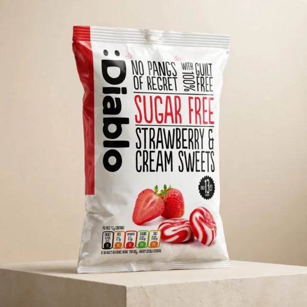 Diablo Sugar Free Strawberry & Cream Hard Sweets 75g