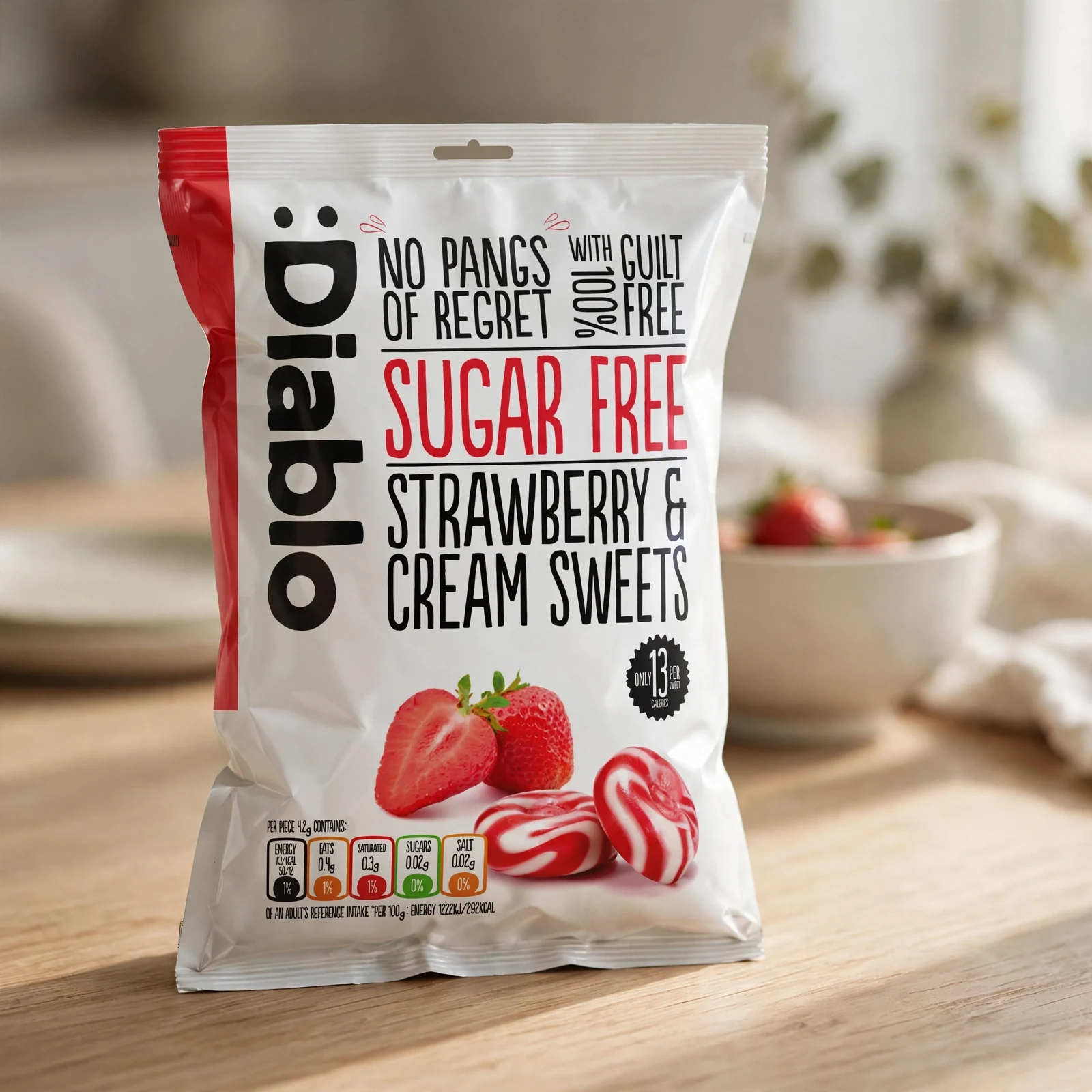 Diablo Sugar Free Strawberry & Cream Hard Sweets 75g - Image 3