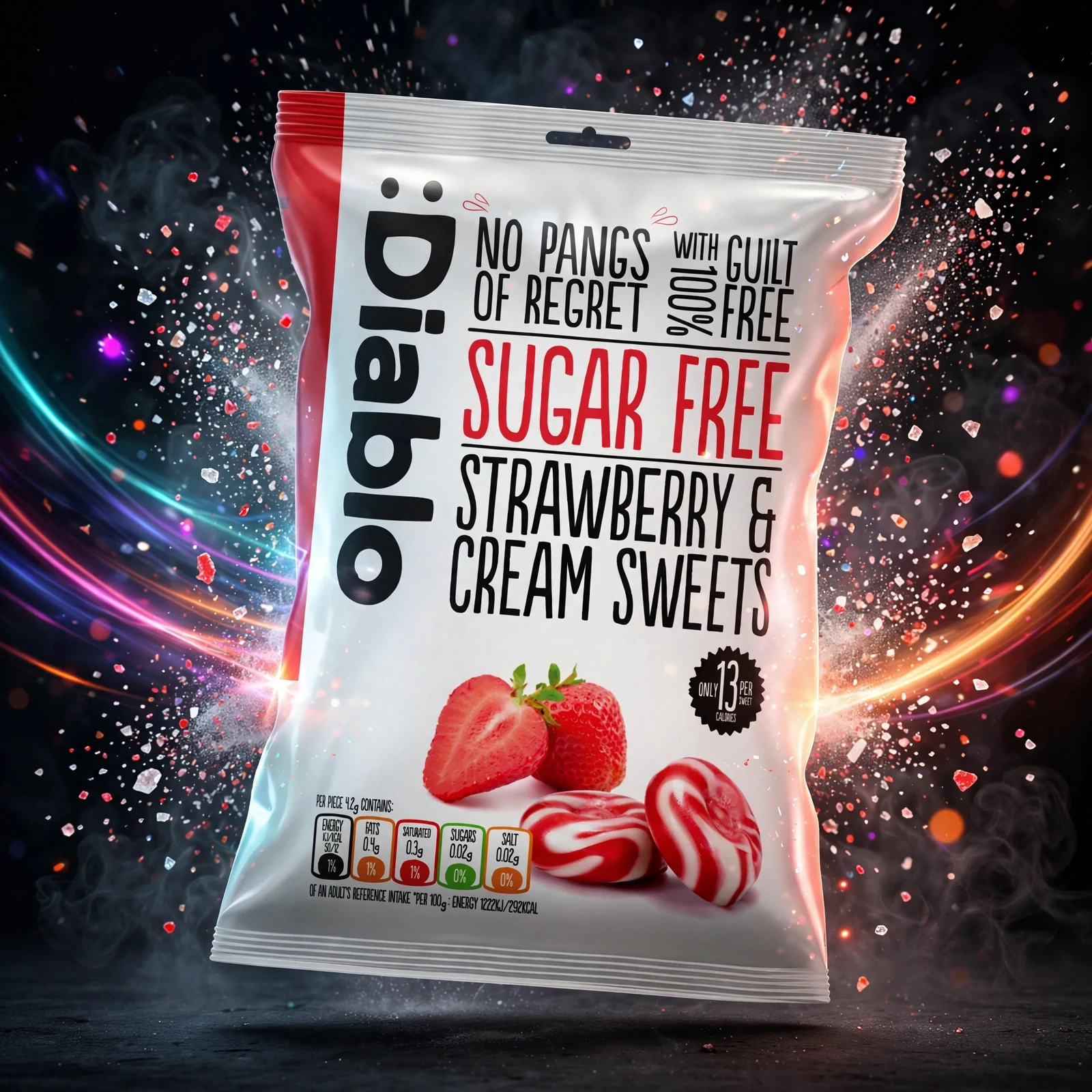 Diablo Sugar Free Strawberry & Cream Hard Sweets 75g - Image 4