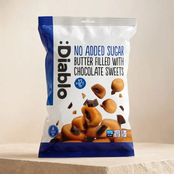 Diablo No Added Sugar Butter Filled with Chocolate Sweets 75g