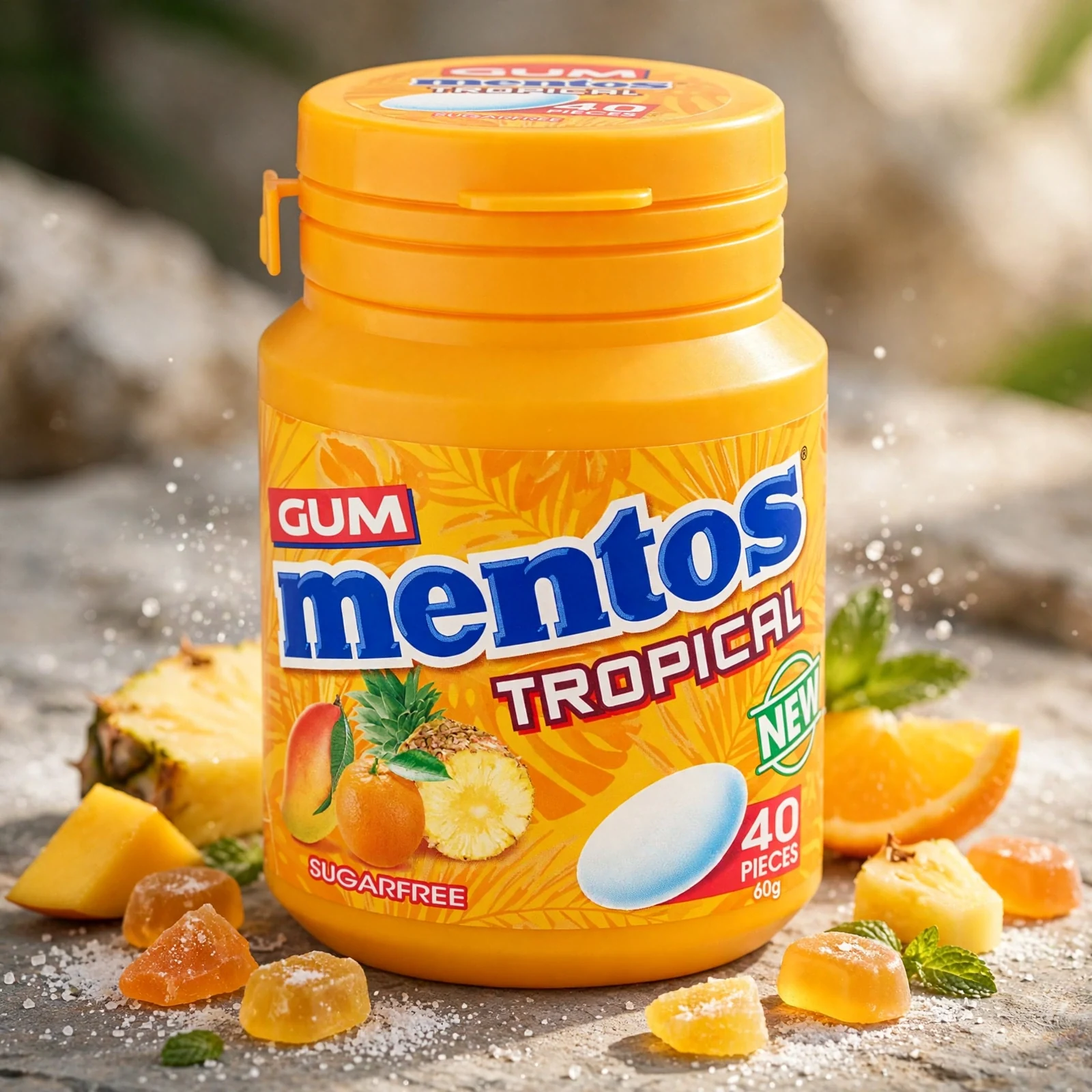 Mentos Pure Fresh Fresh Mint Sugar Free Gum 60g - Image 2