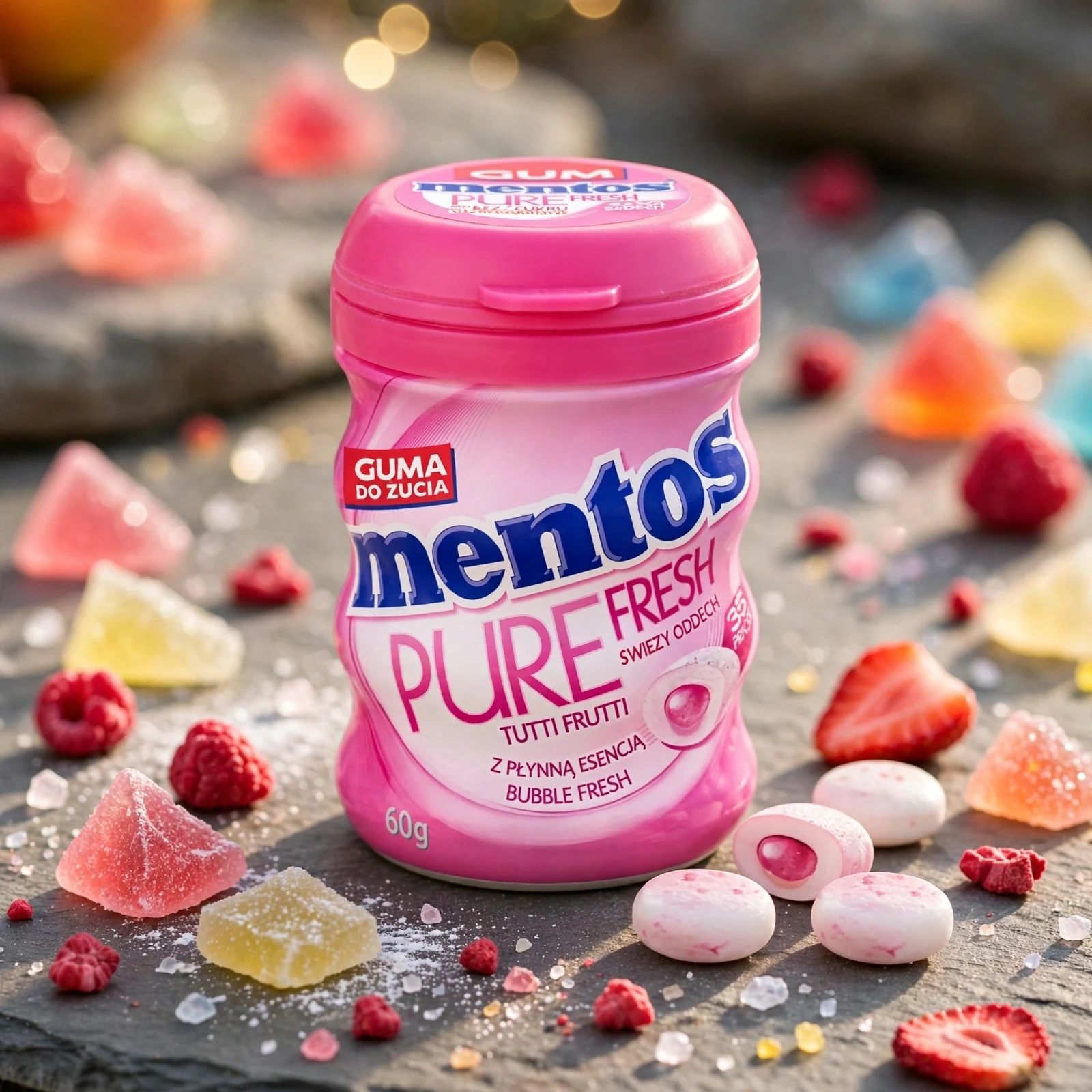 Mentos Pure Fresh Bubble Fresh Sugar Free Gum 60g - Image 2